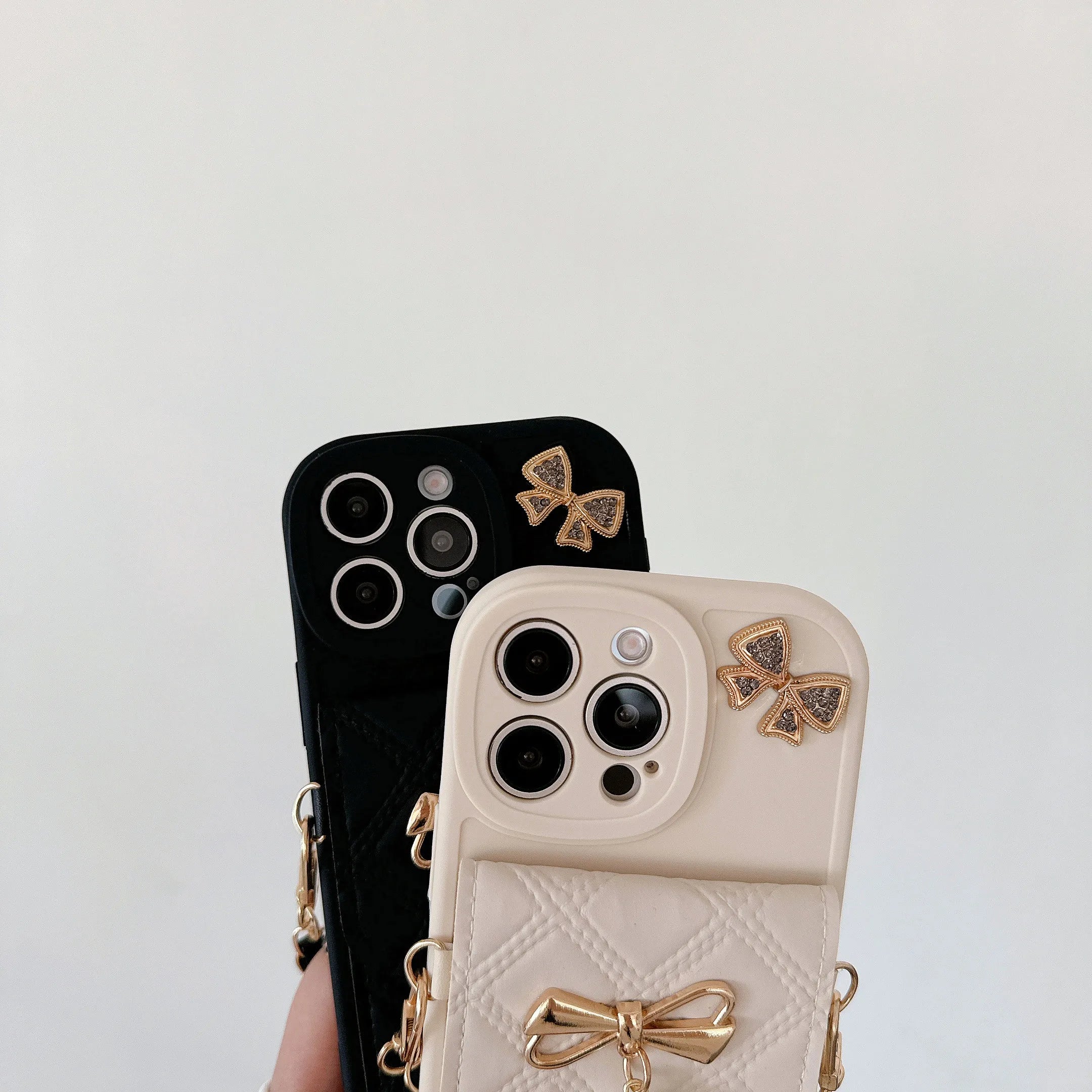 3D Bowknot Crossbody Card Holder Wallet Phone Case For iPhone 16 Pro Max 15 14 Plus 13 12 11 XS XR X 7 8 6 6S Plus SE 2020 2022 - AKM CASE|iPhone Case & Accesories Worldwide