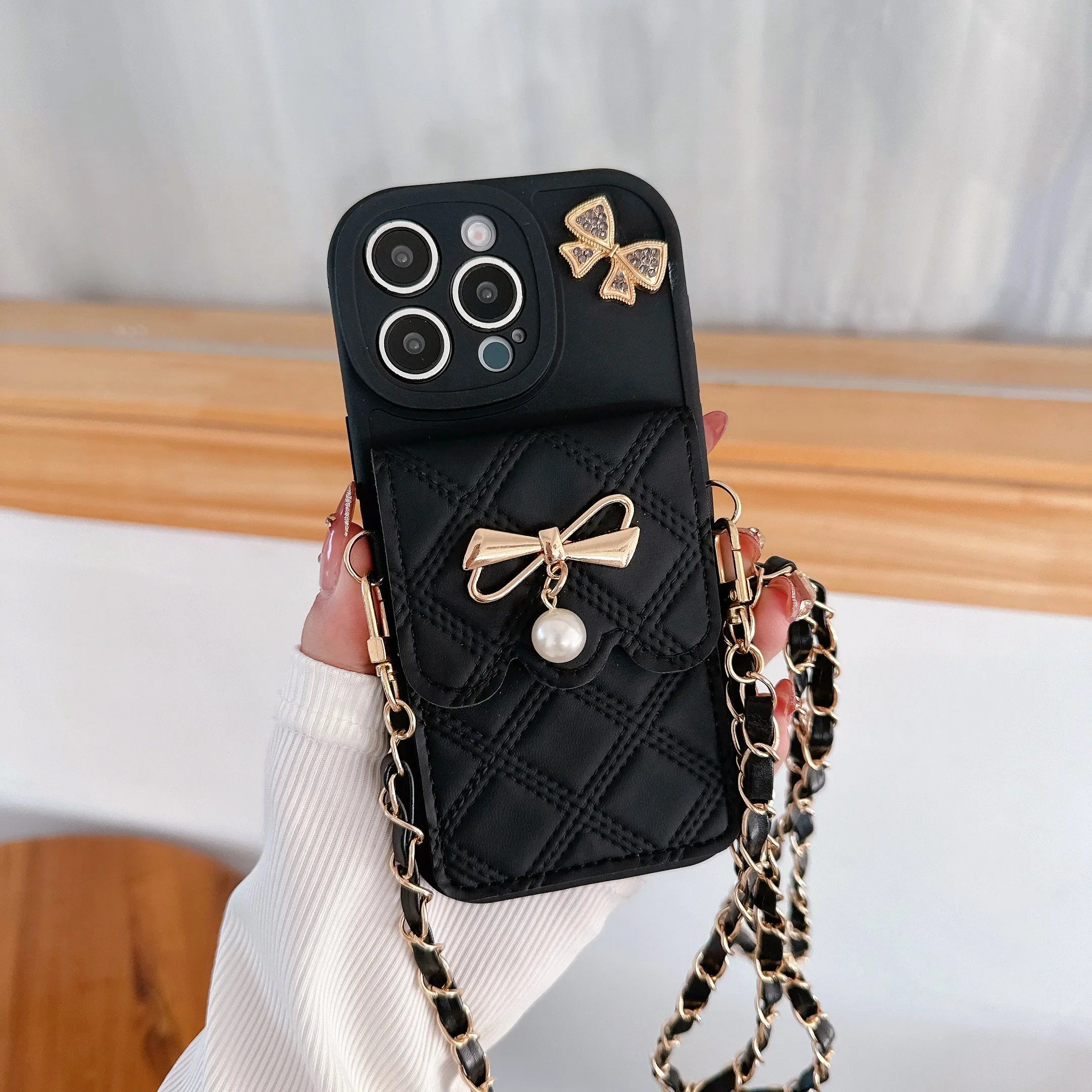 3D Bowknot Crossbody Card Holder Wallet Phone Case For iPhone 16 Pro Max 15 14 Plus 13 12 11 XS XR X 7 8 6 6S Plus SE 2020 2022 - AKM CASE|iPhone Case & Accesories Worldwide