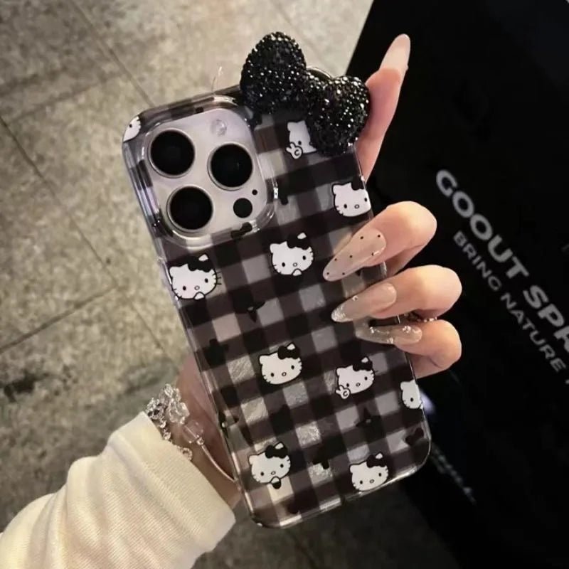 Blink Hello Kitty Diamond Bowknot Hard iPhone Case - MINISO Lustre Lining Cover - AKM CASE|iPhone Case & Accesories Worldwide