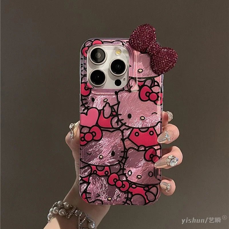 Blink Hello Kitty Diamond Bowknot Hard iPhone Case - MINISO Lustre Lining Cover - AKM CASE|iPhone Case & Accesories Worldwide