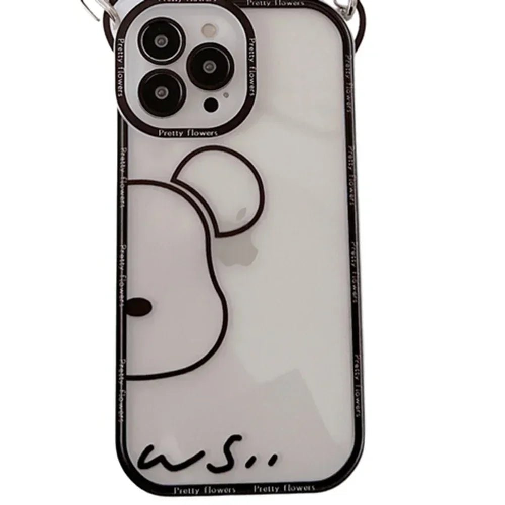 Cute Cartoon Flowers Bear Crossbody Phone Case for iPhone - AKM CASE|iPhone Case & Accesories Worldwide