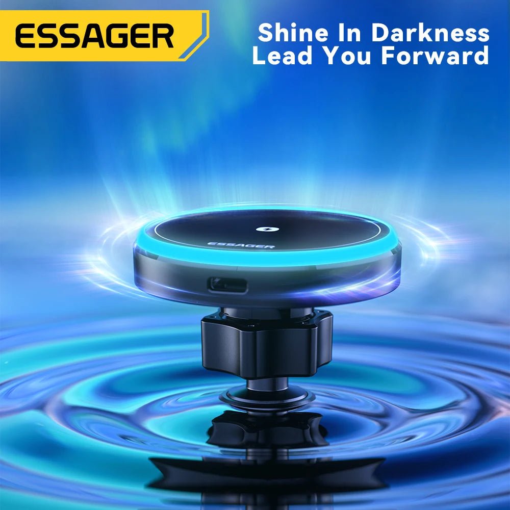 Essager Magnetic Car Phone Holder 15W Wireless Charger Stand Car Mount Charger for Magsafe LED Light - AKM CASE|iPhone Case & Accesories Worldwide