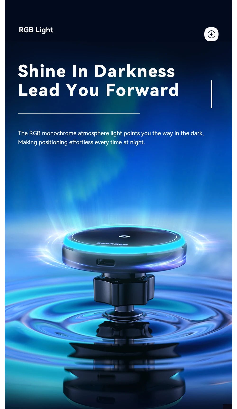 Essager Magnetic Car Phone Holder 15W Wireless Charger Stand Car Mount Charger for Magsafe LED Light - AKM CASE|iPhone Case & Accesories Worldwide