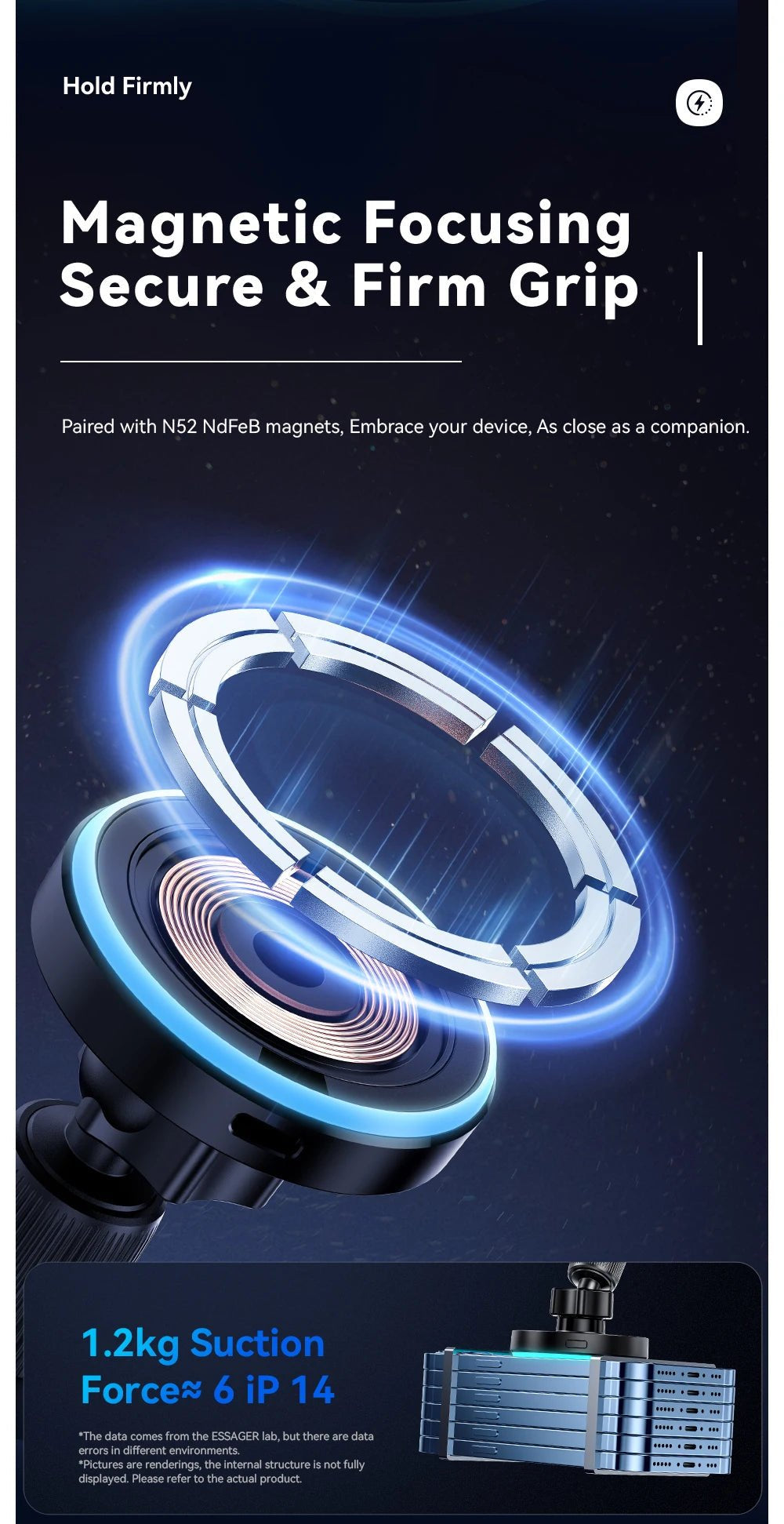 Essager Magnetic Car Phone Holder 15W Wireless Charger Stand Car Mount Charger for Magsafe LED Light - AKM CASE|iPhone Case & Accesories Worldwide