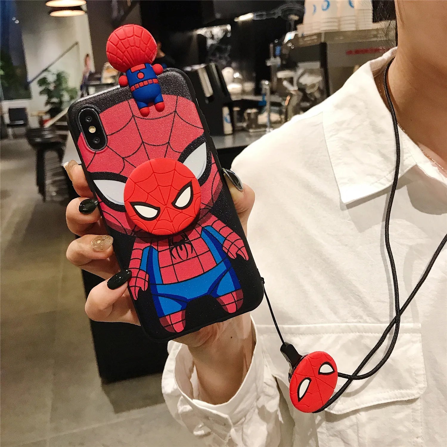 Spiderman Iron Man Captain America Phone Case With Holder Strap Rope - AKM CASE|iPhone Case & Accesories Worldwide
