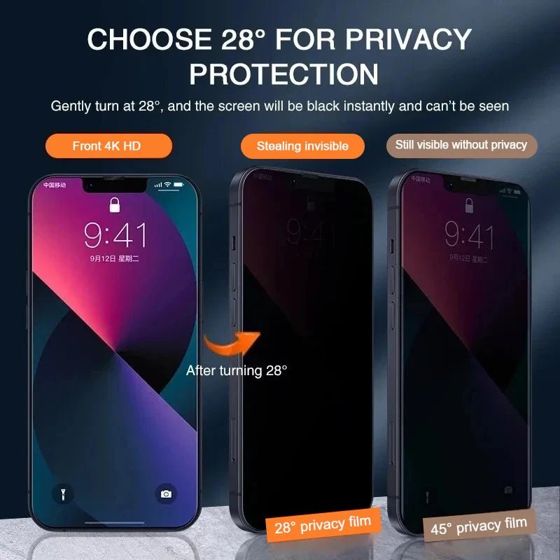 1 - 4Pcs Anti - spy Tempered Glass For IPhone Full Cover Privacy Screen Protector - AKM CASE｜iPhone Case & Accesories Worldwide