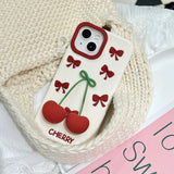3D Bow Cherry Pendant iPhone Case - MINISO Shockproof Silicone Soft Cover - AKM CASE｜iPhone Case & Accesories Worldwide