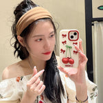 3D Bow Cherry Pendant iPhone Case - MINISO Shockproof Silicone Soft Cover - AKM CASE｜iPhone Case & Accesories Worldwide