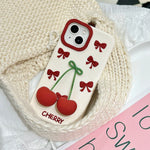 3D Bow Cherry Pendant iPhone Case - MINISO Shockproof Silicone Soft Cover - AKM CASE｜iPhone Case & Accesories Worldwide