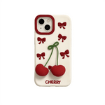 3D Bow Cherry Pendant iPhone Case - MINISO Shockproof Silicone Soft Cover - AKM CASE｜iPhone Case & Accesories Worldwide
