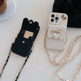 3D Bowknot Crossbody Card Holder Wallet Phone Case For iPhone 16 Pro Max 15 14 Plus 13 12 11 XS XR X 7 8 6 6S Plus SE 2020 2022 - AKM CASE｜iPhone Case & Accesories Worldwide