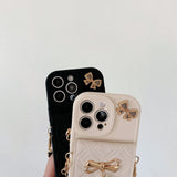 3D Bowknot Crossbody Card Holder Wallet Phone Case For iPhone 16 Pro Max 15 14 Plus 13 12 11 XS XR X 7 8 6 6S Plus SE 2020 2022 - AKM CASE｜iPhone Case & Accesories Worldwide