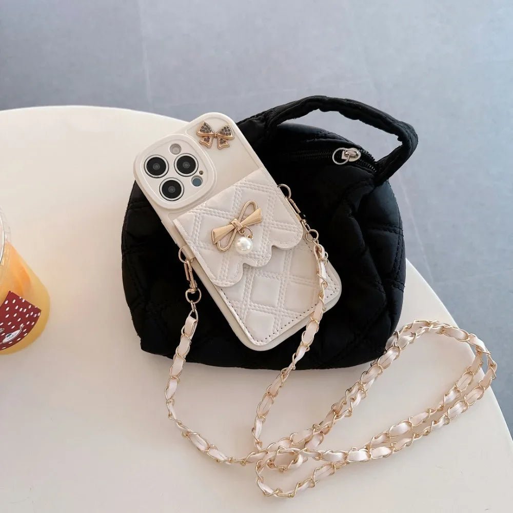 3D Bowknot Crossbody Card Holder Wallet Phone Case For iPhone 16 Pro Max 15 14 Plus 13 12 11 XS XR X 7 8 6 6S Plus SE 2020 2022 - AKM CASE｜iPhone Case & Accesories Worldwide