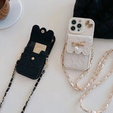 3D Bowknot Crossbody Card Holder Wallet Phone Case For iPhone 16 Pro Max 15 14 Plus 13 12 11 XS XR X 7 8 6 6S Plus SE 2020 2022 - AKM CASE｜iPhone Case & Accesories Worldwide