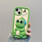 3D Cartoon Sunglasses Dinosaur Soft Silicone iPhone Case with Holder - AKM CASE｜iPhone Case & Accesories Worldwide
