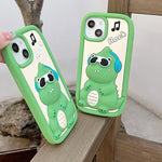 3D Cartoon Sunglasses Dinosaur Soft Silicone iPhone Case with Holder - AKM CASE｜iPhone Case & Accesories Worldwide