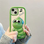 3D Cartoon Sunglasses Dinosaur Soft Silicone iPhone Case with Holder - AKM CASE｜iPhone Case & Accesories Worldwide