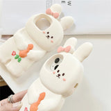 3D Cute Bunny Rabbit Soft Silicone Phone Case for iPhone 13 - 16 Pro Max - KASONPAI - AKM CASE｜iPhone Case & Accesories Worldwide
