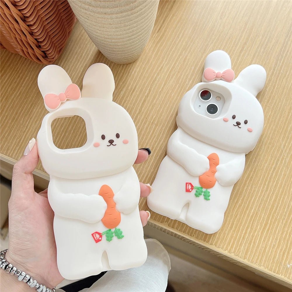 3D Cute Bunny Rabbit Soft Silicone Phone Case for iPhone 13 - 16 Pro Max - KASONPAI - AKM CASE｜iPhone Case & Accesories Worldwide