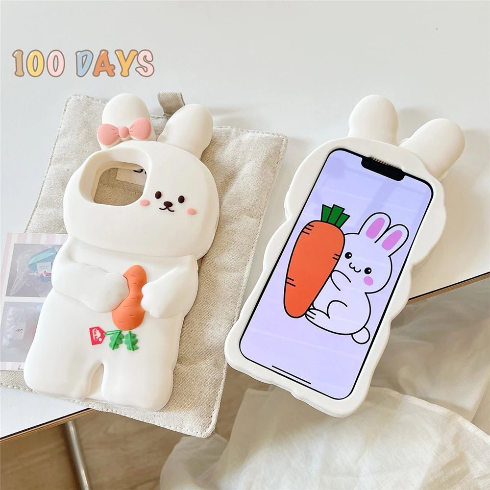 3D Cute Bunny Rabbit Soft Silicone Phone Case for iPhone 13 - 16 Pro Max - KASONPAI - AKM CASE｜iPhone Case & Accesories Worldwide