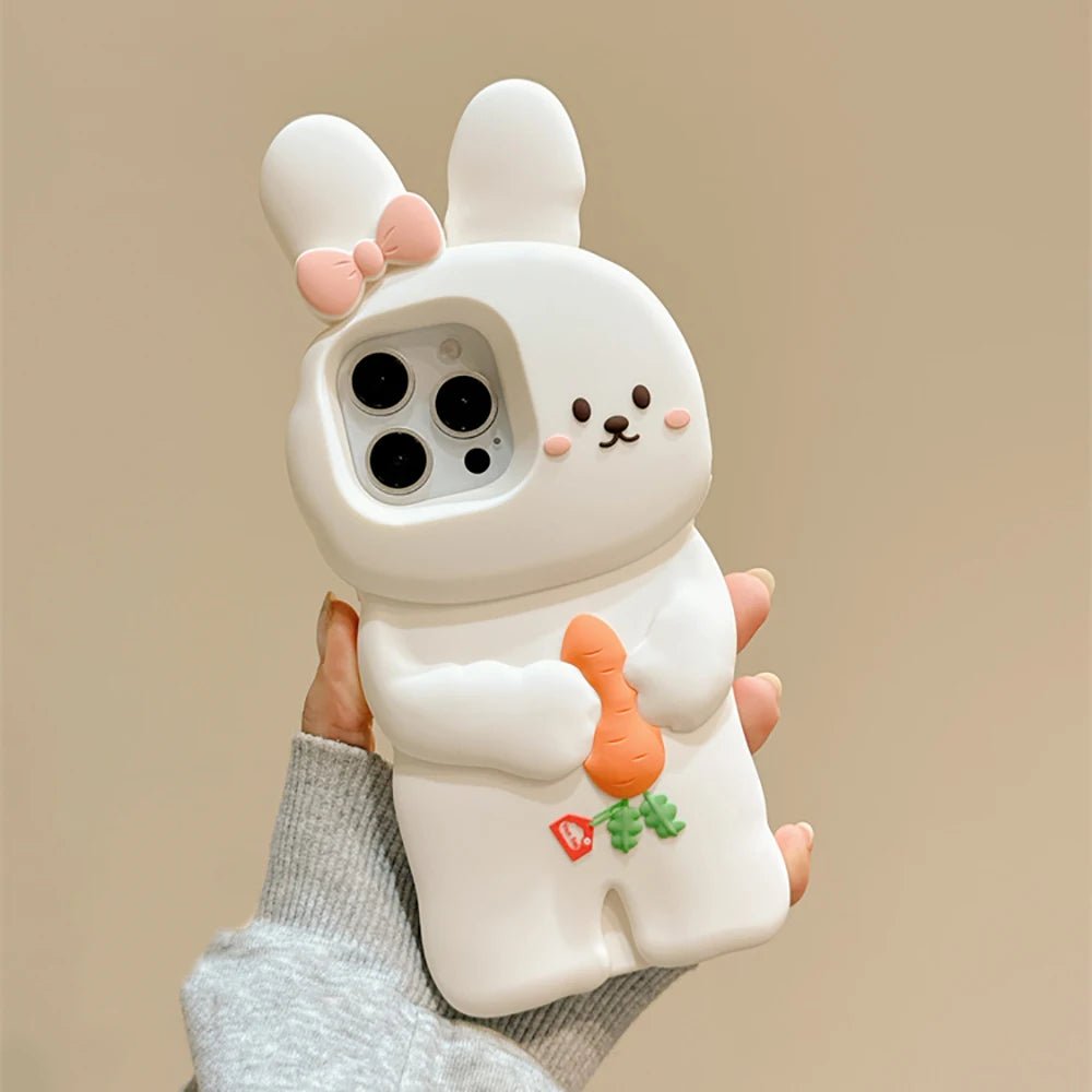 3D Cute Bunny Rabbit Soft Silicone Phone Case for iPhone 13 - 16 Pro Max - KASONPAI - AKM CASE｜iPhone Case & Accesories Worldwide