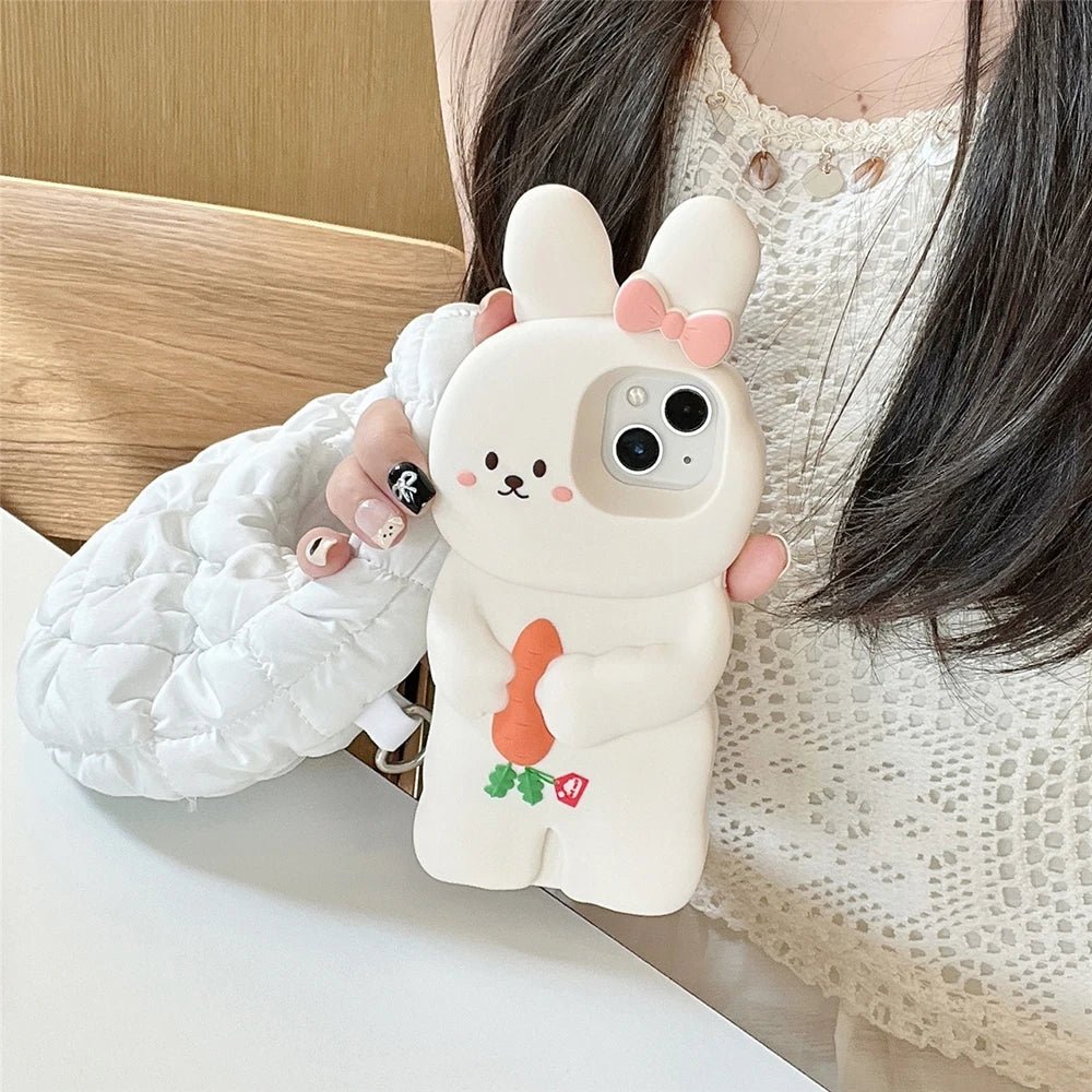 3D Cute Bunny Rabbit Soft Silicone Phone Case for iPhone 13 - 16 Pro Max - KASONPAI - AKM CASE｜iPhone Case & Accesories Worldwide