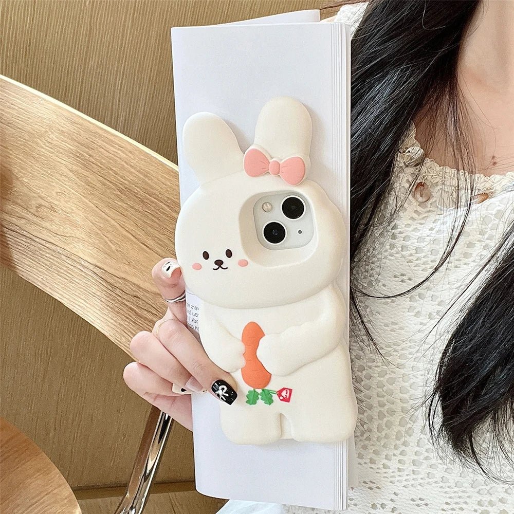 3D Cute Bunny Rabbit Soft Silicone Phone Case for iPhone 13 - 16 Pro Max - KASONPAI - AKM CASE｜iPhone Case & Accesories Worldwide