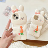 3D Cute Bunny Rabbit Soft Silicone Phone Case for iPhone 13 - 16 Pro Max - KASONPAI - AKM CASE｜iPhone Case & Accesories Worldwide