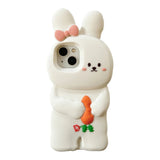3D Cute Bunny Rabbit Soft Silicone Phone Case for iPhone 13 - 16 Pro Max - KASONPAI - AKM CASE｜iPhone Case & Accesories Worldwide