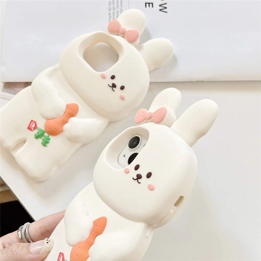 3D Cute Bunny Rabbit Soft Silicone Phone Case for iPhone 13 - 16 Pro Max - KASONPAI - AKM CASE｜iPhone Case & Accesories Worldwide