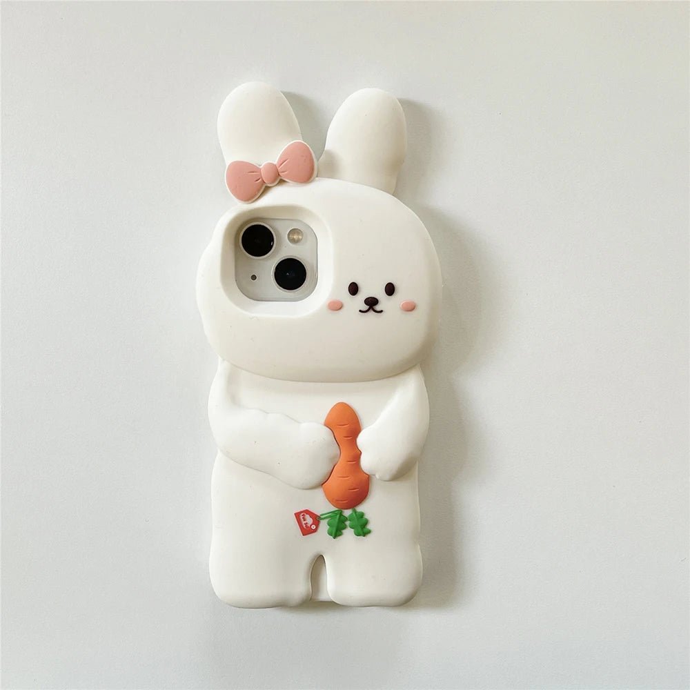 3D Cute Bunny Rabbit Soft Silicone Phone Case for iPhone 13 - 16 Pro Max - KASONPAI - AKM CASE｜iPhone Case & Accesories Worldwide