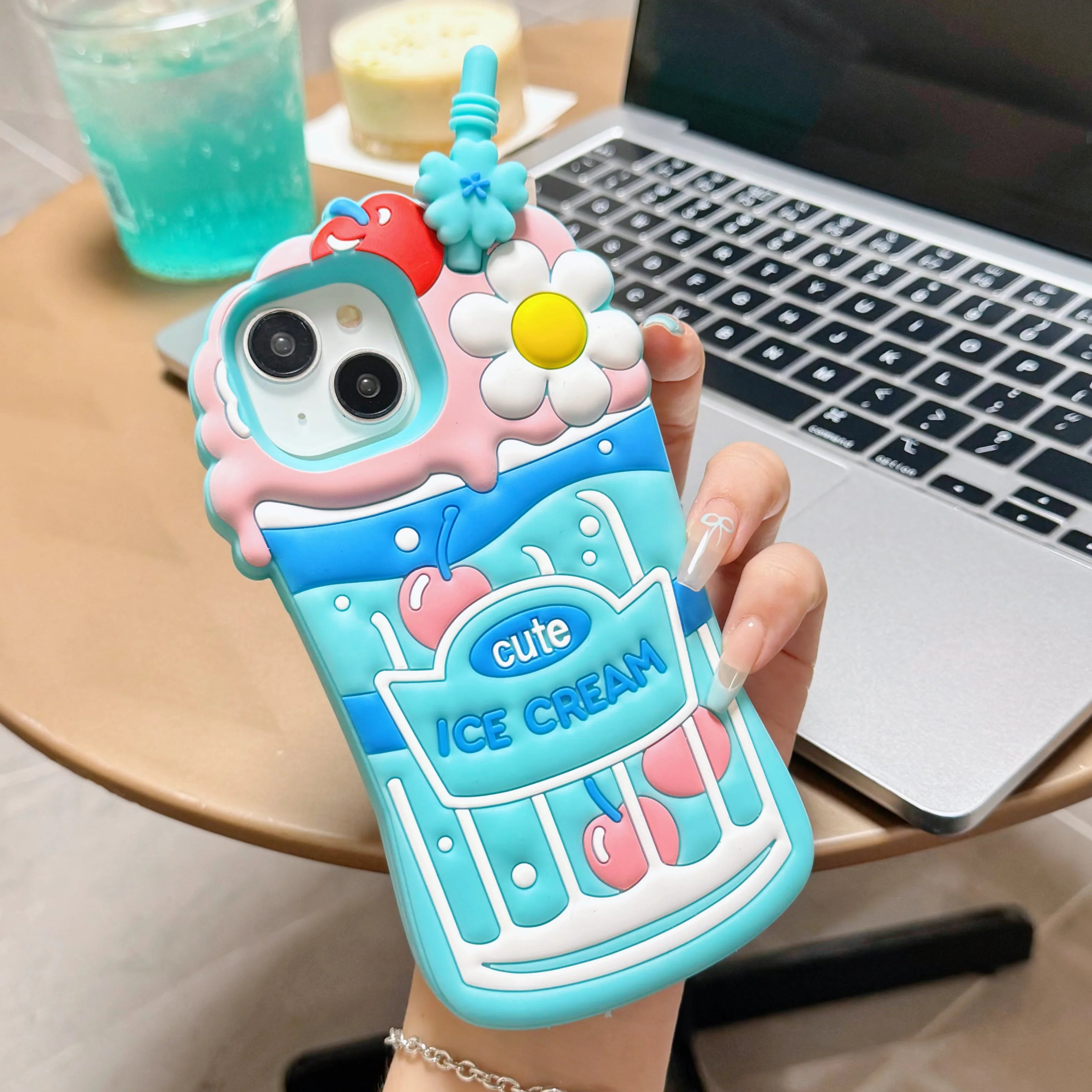 3D Cute Cherry Ice Cream Silicone Case for iPhone 11 - 15 Pro Max - AKM CASE｜iPhone Case & Accesories Worldwide