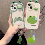 3D Ear Panda Frog Keychains Phone Case For IPhone Soft Silicone - AKM CASE｜iPhone Case & Accesories Worldwide
