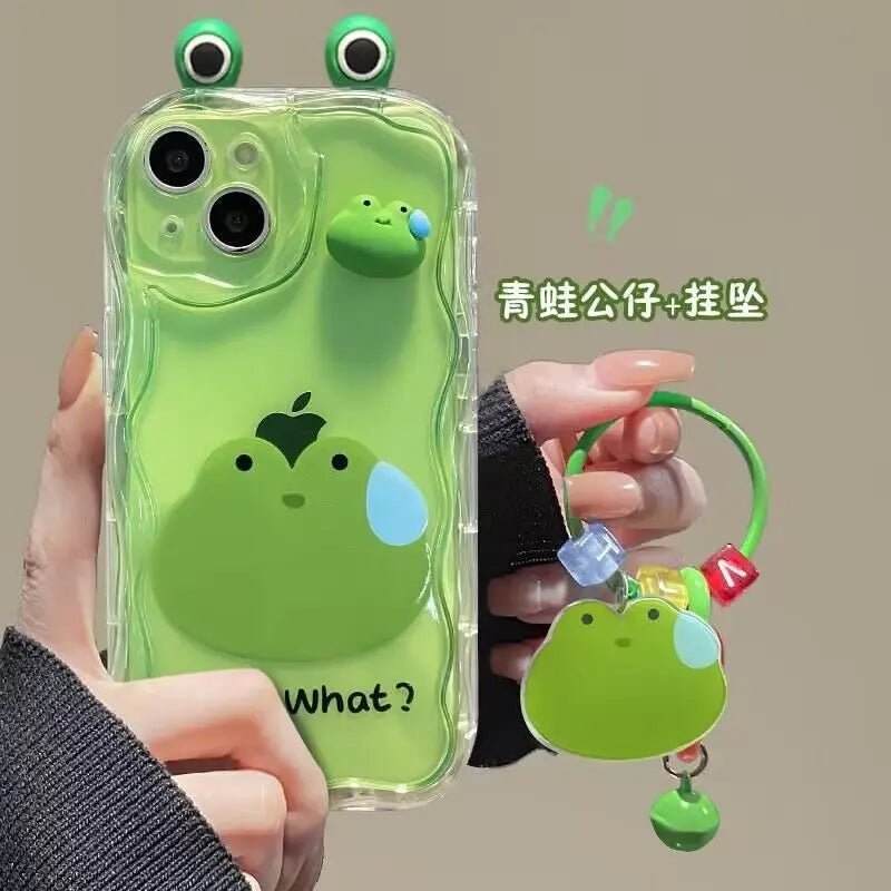 3D Ear Panda Frog Keychains Phone Case For IPhone Soft Silicone - AKM CASE｜iPhone Case & Accesories Worldwide