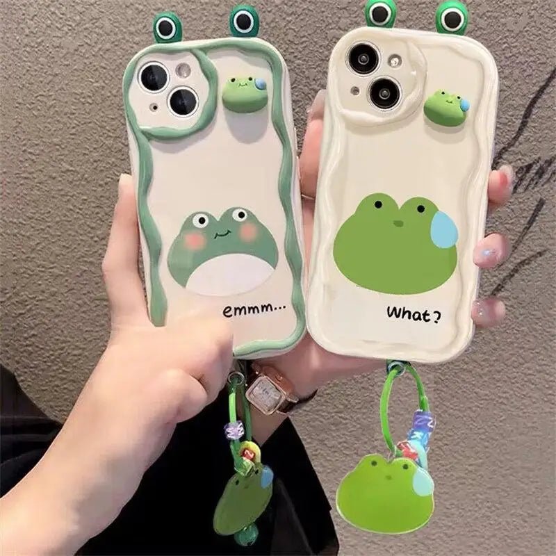 3D Ear Panda Frog Keychains Phone Case For IPhone Soft Silicone - AKM CASE｜iPhone Case & Accesories Worldwide