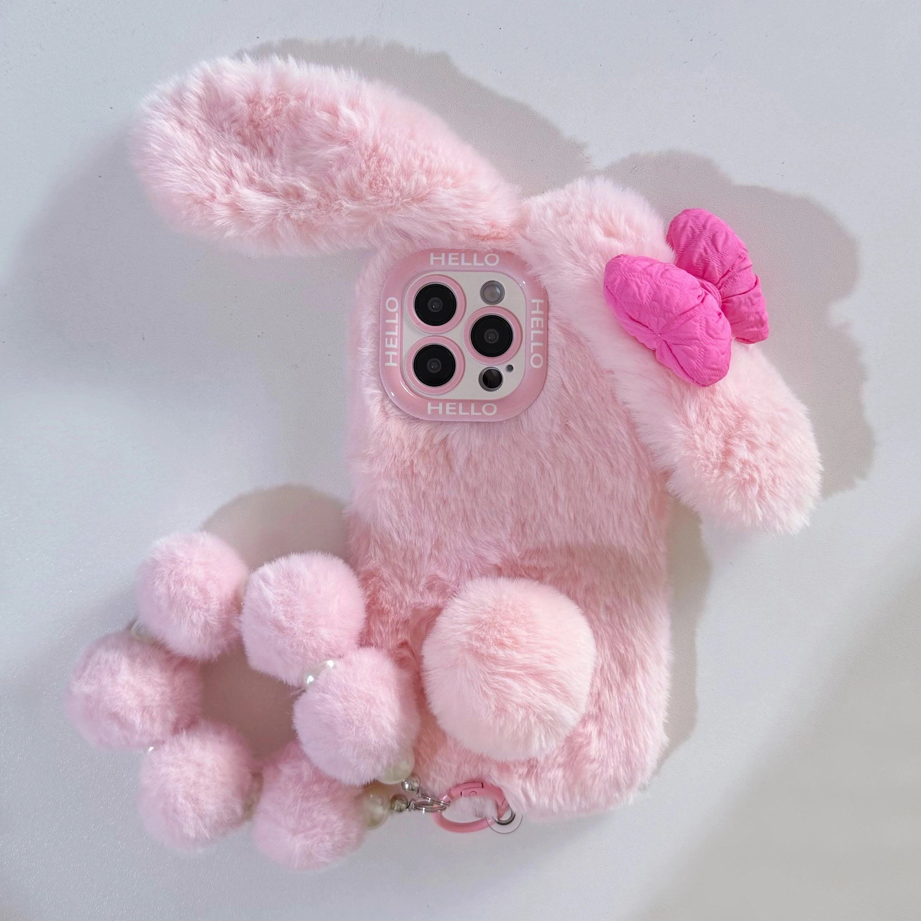 3D Pink Bow Long Ear Bunny Cartoon Cute Phone Case - AKM CASE｜iPhone Case & Accesories Worldwide
