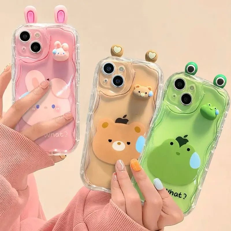 3D Rabbit Frog Bear Wave Case for iPhone 16/15/14/13/12/11/X/8/7 - AKM CASE｜iPhone Case & Accesories Worldwide
