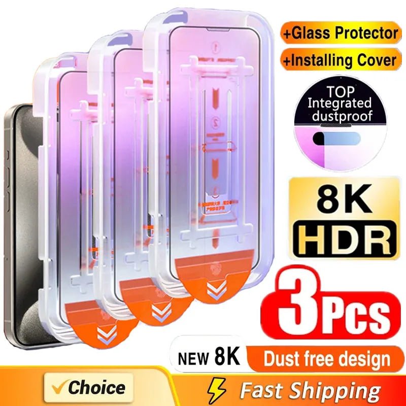 3Pcs Oleophobic Coating Dust Free Easy Installation Screen Protector For IPhone - AKM CASE｜iPhone Case & Accesories Worldwide