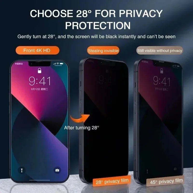 3Pcs Privacy Screen Protector Anti - spy Protective Glass For iPhone - AKM CASE｜iPhone Case & Accesories Worldwide