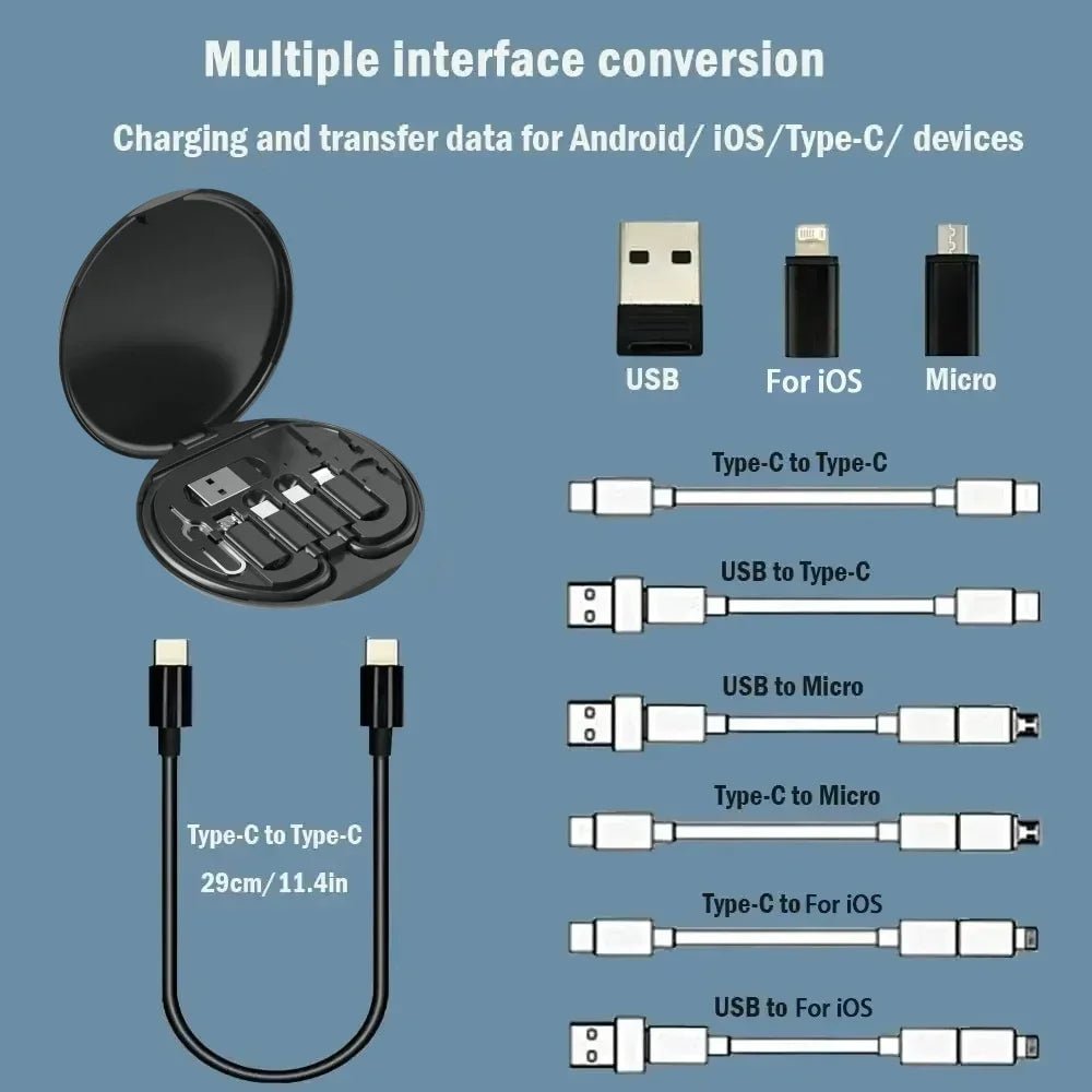 60W Universal Charging Cable Kit with Storage Box USB C to Micro USB to IOS Fast Charger Cord - AKM CASE｜iPhone Case & Accesories Worldwide