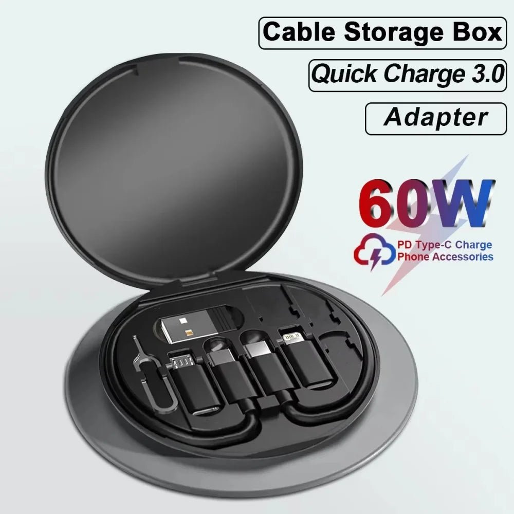 60W Universal Charging Cable Kit with Storage Box USB C to Micro USB to IOS Fast Charger Cord - AKM CASE｜iPhone Case & Accesories Worldwide