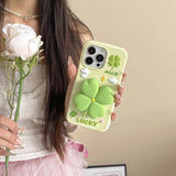 MINISO Cute 3D Four-leaf Clover Bracket Soft Silicone iPhone Case