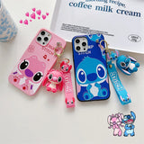 The cartoon Stitch phone case is equipped with a beautiful pendant