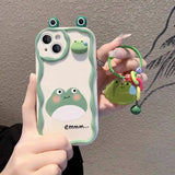 3D Ear Panda Frog Keychains Phone Case For IPhone Soft Silicone