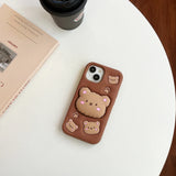 Kawaii Bear Cover With Stand Holder Soft Silicone Case