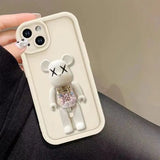 Cute 3D Bear Bracket TPU Silicone Shockproof Matte Cover Case