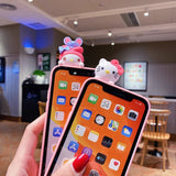 My Melody & Hello Kitty TPU Soft Phone Case with Holder & Strap