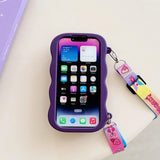 Kawaii 3D Hello Kitty & Kuromi Soft Silicone iPhone Case with Stand Holder & Lanyard