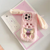 Cute Long Ears Bunny Plush Phone Case Cartoon 3D Rabbit Phone Accessories