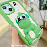 3D Cartoon Sunglasses Dinosaur Soft Silicone iPhone Case with Holder